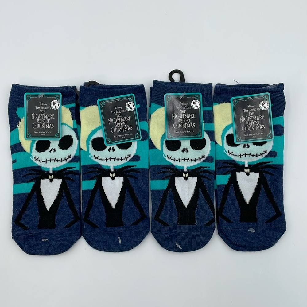 Disney Jack‎ Skellington No Show Socks Shoe Size 4-10 - 4 Pairs - New